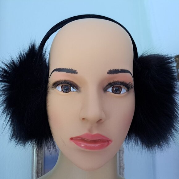 Black Fox Oversized Earmuffs Velvet Headband